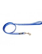 Julius-K9 IDC Tubular webbing lesă cu fire flourescente cu mâner câini nylon bandă 14mm x 1m albastru
