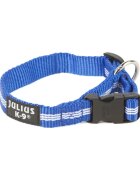 Julius-K9 IDC Tubular webbing zgardă ajustabilă fosforescentă câini nylon 19mm x 27-42cm albastru