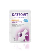 Kattovit Sensitive Pui și Curcan dietă veterinară plic hrană umedă pisici alergii (în sos) bax 85g x 24buc