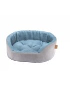 Leopet Bed Lux pat oval câini poliester pernă reversibilă antiderapant albastru și gri 55x41x15cm