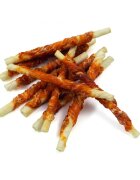Leopet Viking Rawhide Sticks with Chicken M Pui și Vită punguță recompense fără cereale câini 80g