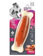 M-PETS Chewbo Bone jucărie de ros aromă Bacon câini dentiție cauciuc Chewbo Bone jucărie de ros aromă Bacon câini M-L dentiție cauciuc alb și portocaliu 20cm