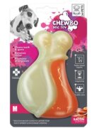 M-PETS Chewbo Leg jucărie de ros aromă Bacon câini dentiție cauciuc Chewbo Leg jucărie de ros aromă Bacon câini S-M dentiție cauciuc alb și portocaliu 7.8cm