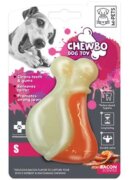 M-PETS Chewbo Leg jucărie de ros aromă Bacon câini dentiție cauciuc Chewbo Leg jucărie de ros aromă Bacon câini XS-S dentiție cauciuc alb și portocaliu 6.3cm