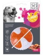 M-PETS Yummy Toy jucărie minge aromă Bacon câini S-L dentiție cauciuc alb și portocaliu ⌀7.8cm