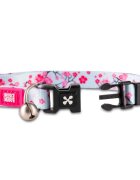 MAX & MOLLY Smart ID Cherry Bloom zgardă pisici ajustabilă poliester bleu și roz cataramă trident 22-35 x 1cm