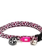 MAX & MOLLY Smart ID Leopard Pink zgardă pisici ajustabilă poliester roz cataramă trident 22-35 x 1cm