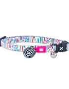 MAX & MOLLY Smart ID Magic Zebra zgardă pisici ajustabilă poliester alb cataramă trident 22-35 x 1cm