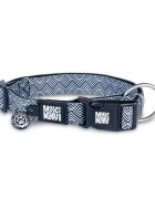 MAX & MOLLY Smart ID Mykonos Black zgardă câini ajustabilă poliester alb și negru cataramă trident L(39-62 x 2.5cm)