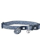 MAX & MOLLY Smart ID Mykonos Black zgardă pisici ajustabilă poliester alb și negru cataramă trident 22-35 x 1cm