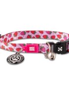 MAX & MOLLY Smart ID Strawberry Dream zgardă pisici ajustabilă poliester roz și roșu cataramă trident 22-35 x 1cm