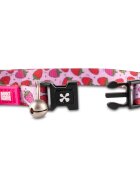 MAX & MOLLY Smart ID Strawberry Dream zgardă pisici ajustabilă poliester roz și roșu cataramă trident 22-35 x 1cm