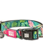 MAX & MOLLY Smart ID Tropical zgardă câini ajustabilă poliester verde cataramă trident XS(22-35 x 1cm)