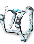 MAX & MOLLY Unicorn ham prindere dublă(piept&spate) câini poliester bleu cataramă trident S(43-53 x 1.5cm)