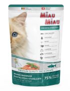 MIAU MIAU Indoor & Sterilised Somon hrană uscată pisici sterilizate 800g