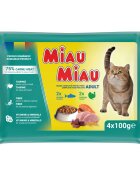 MIAU MIAU Mixt Curcan și Somon plic hrană umedă pisici (în sos) multipack 100g x 4buc