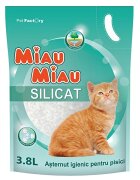 MIAU MIAU neparfumat așternut igienic pisici granule silicat neaglomerant neutralizare mirosuri 3.8l