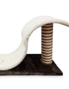 MIAU MIAU Placă Sisal Curbată cu Stâlp ansamblu de joacă pisici maro și alb 43x25x33cm