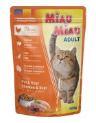 MIAU MIAU Pui și Ficat plic hrană umedă pisici (în sos) 100g