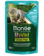 Monge BWild Cod și Creveți plic hrană umedă fără cereale pisici (în sos) 85g