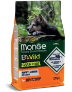 Monge BWild Puppy & Junior XS-XL Rață și Cartofi hrană uscată fără cereale câini junior 2.5kg