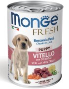 Monge Fresh Puppy&Junior XS-XL Vițel și Legume conservă hrană umedă câini junior (în suc propriu) 400g
