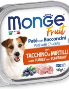 Monge Fruit XS-XL Curcan și afine tăviță hrană umedă fără cereale câini (în suc propriu) 100g