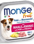 Monge Fruit XS-XL Porc și Ananas tăviță hrană umedă fără cereale câini (în suc propriu) bax 100g x 32buc