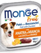 Monge Fruit XS-XL Rață și Portocale tăviță hrană umedă fără cereale câini (în suc propriu) bax 100g x 32buc