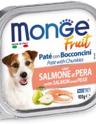 Monge Fruit XS-XL Somon și Pere tăviță hrană umedă fără cereale câini (în suc propriu) 100g