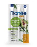 Monge Gift Hairball Soft Sticks Somon și Anghinare punguță recompense funcționale fără cereale pisici limitarea ghemurilor de blană 15g