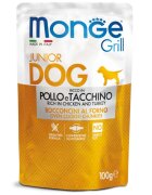 Monge Grill Junior XS-XL Pui și Curcan plic hrană umedă câini junior (în suc propriu) bax 100g x 24buc