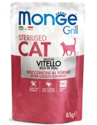 Monge Grill Sterilised Vițel plic hrană umedă fără cereale pisici sterilizate obezitate apetit capricios (în aspic) 85g