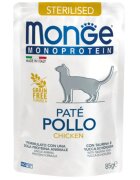 Monge Monoprotein Sterilised Pui plic hrană umedă monoproteică fără cereale pisici sterilizate (pate) bax 85g x 28buc