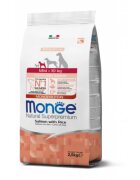 Monge Natural Superpremium Monoprotein Puppy&Junior Mini XS-S Somon și Orez hrană uscată câini junior 7.5kg
