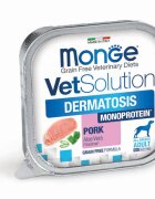MONGE VETSOLUTION Dermatosis XS-XL Porc dietă veterinară tăviță hrană umedă fără cereale câini piele & blană (pate) 150g