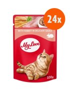 MY LOVE Iepure hrană umedă pisici (în sos) Iepure plic hrană umedă pisici (în sos) 85g x 24buc