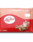 MY LOVE Iepure plic hrană umedă pisici (în sos) bax 100g x 4buc Iepure plic hrană umedă pisici (în sos) bax 85g x 4buc