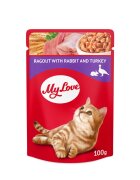 MY LOVE Iepure și Curcan hrană umedă pisici (în sos) Iepure și Curcan plic hrană umedă pisici (în sos) 85g