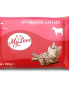 MY LOVE Vită plic hrană umedă pisici (în sos) bax 100g x 4buc