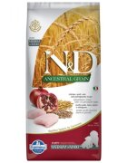 N&D Ancestral Grain Puppy Medium/Maxi M-XL Pui și Rodie hrană uscată conținut redus cereale câini junior 12kg
