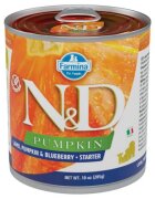 N&D Pumpkin Starter XS-XL Miel și afine conservă hrană umedă fără cereale câini junior (în sos) 285g