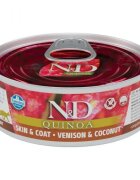 N&D Quinoa Skin&Coat Vânat și Cocos conservă hrană umedă fără cereale pisici piele & blană (în sos) 80g