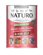 Naturo Grain Free XS-L Somon și Pui conservă hrană umedă fără cereale câini (în aspic) 390g