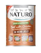 Naturo Grain Free XS-L Vită și Pui conservă hrană umedă fără cereale câini (în aspic) 390g