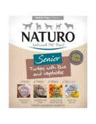 Naturo Low Grain Senior XS-L Curcan și Legume tăviță hrană umedă conținut redus cereale câini senior (în aspic) 400g