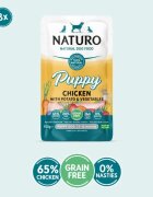 Naturo Puppy XS-XL Pui plic hrană umedă fără cereale câini junior (în suc propriu) 150g