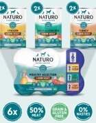 Naturo Variety Pack Pui XS-XL Rață și Curcan conservă hrană umedă fără cereale câini (în sos) multipack 390g x 6buc