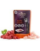 Nuevo Vită și Pui hrană umedă fără cereale pisici (pate) Vită și Pui plic hrană umedă fără cereale pisici (pate) 85g