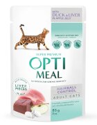 OPTIMEAL Hairball Control Rață și Ficat hrană umedă pisici limitarea ghemurilor de blană (în aspic) Hairball Control Rață și Ficat plic hrană umedă pisici limitarea ghemurilor de blană (în aspic) 85g
